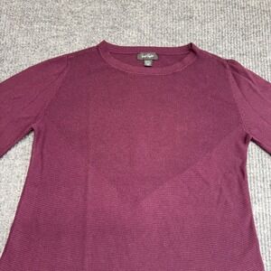 Lord & Taylor Burgundy Tunic Sweater Knit 3/4 Sleeve Women's Medium